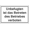 Hinweisschilder zur Betriebskennzeichnung