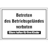 Hinweisschilder zur Betriebskennzeichnung