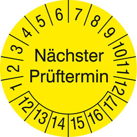 Pr�fplaketten - N�chster Pr�ftermin gelb/schwarz