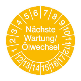 Pr�fplaketten - N�chste Wartung/�lwechsel in Jahresfarbe