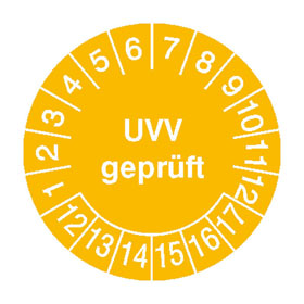Pr�fplaketten - UVV gepr�ft in Jahresfarbe