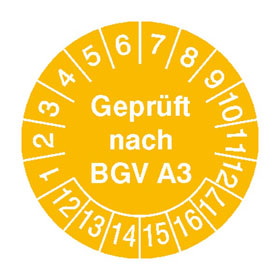 Pr�fplaketten - Gepr�ft nach BGV A3 in verschiedenen Versionen in Jahresfarbe, 