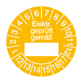 Pr�fplaketten - Elektr. gepr�ft gem��... in Jahresfarbe