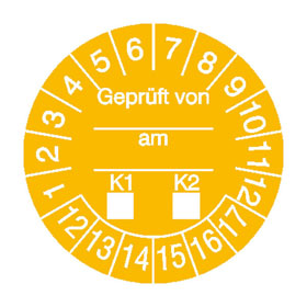 Pr�fplaketten - Gepr�ft von...am...K1-K2 in Jahresfarbe