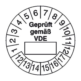 Pr�fplaketten - Gepr�ft gem�� VDE wei�/schwarz