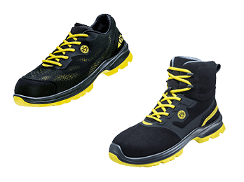 2 Schuhe aus der Atlas Malocher-Serie mit dem Logo vom BVB