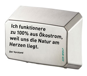 Händetrockner Betrieb mit Ökostrom