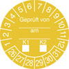 Prüfplaketten - Geprüft von...am...K1 - K2 in Jahresfarbe