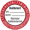 Prüfplaketten - Kalibriert am:  durch:  Nächster Kalibriertermin,  weiß / rot / schwarz
