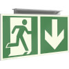 Fluchtwegschild zur Deckenmontage zur einseitigen Fluchtwegkenneichnung abwärts