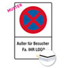Individuell gefertigtes Parkplatzschild Aluminium 2, 0 mm weiß, Ecken rund, ohne Bohrung