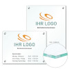 CRISTALLO Firmenschild individuell beschriftet rahmenlos aus 1 x 8 mm Sicherheitsglas mit hochwertigen Edelstahlhaltern