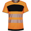 Korntex EOS HiVis T - Shirt mit schwarzer Brust Signalorange aus atmungsaktiven Material und mit 2 Reflexstreifen