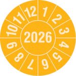 Prüfplakette aus Graspapier Jahresplakette mit 4-stelliger Jahreszahl in Jahresfarbe