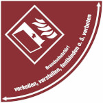 Bodenmarkierung für Türbereiche R10 Brandschutztür! verkeilen, verstellen, festbinden verboten