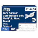 Tork 120454 Xpress komprimierte weiche Multifold-Papierhandtücher M-Falz Advanced 2-lagig für Spendersystem H2