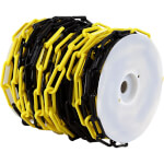 Absperrkette 50 M Kunststoff zum Kürzen geeignet, Farbe: gelb/schwarz, Gliederstärke 6 mm