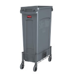 Rubbermaid Sparset Slim Jim Abfalleimer 60 l mit Transportroller stabiler Abfallbehälter mit platzsparendem Design