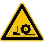 Warnschild Warnung vor Fräswelle