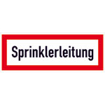 Hinweisschild für die Feuerwehr Sprinklerleitung