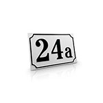 Nostalgie-Linie Hausnummernschilder , weiß/schwarz, mit Antiqua-Rand