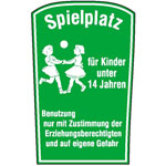 Spielplatzschild Spielplatz für Kinder unter 14 Jahren