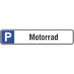 Parkplatzschild Symbol: P, Text: Motorrad