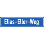 Nostalgie-Linie Straßenschild, blau/weiß, mit Antiqua Rand