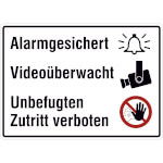 Hinweisschild - Grundbesitzkennzeichnung Alarmgesichert, Videoüberwacht