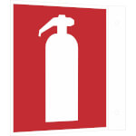 Brandschutzschild - nachleuchtend als Fahnenschild, Symbol: Feuerlöscher (International)