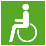 Rettungszeichen / nachleuchtend Rettungsweg - Notausgang für Rollstuhlfahrer links
