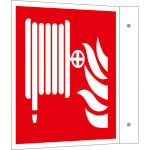 Brandschutzschild - nachleuchtend als Fahnenschild, Löschschlauch