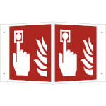 Brandschutzschild - nachleuchtend als Winkelschild, Brandmelder