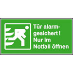 Rettungs-Kombischild Tür alarmgesichert! Nur im Notfall öffnen