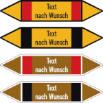Rohrleitungskennzeichnung -  Pfeilschilder als Einzeletiketten (individuell) Format 7,5 x 1,6 cm, beidseitig m. Pfeilspitze, überflüssigen Pfeil abschneiden