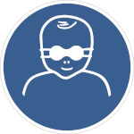 Gebotsschild Augenabschirmung für Patienten tragen