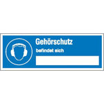 Hinweisschild auf Sicherheitseinrichtung Gehörschutz befindet sich...