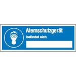 Hinweisschild auf Sicherheitseinrichtung Atemschutzgerät befindet sich...