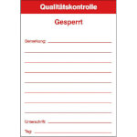 Qualitätskennzeichnungsetiketten Text: Qualitätskontrolle - Gesperrt -