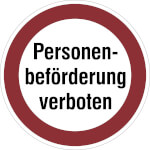Hinweisschild zur Betriebskennzeichnung Personenbeförderung verboten