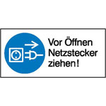 Gebots-Kombischild auf Bogen Vor Öffnen Netzstecker ziehen