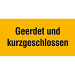 Warn-Zusatzschild Geerdet und kurzgeschlossen