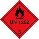 SafetyMarking Gefahrzettel nach ADR Klasse 3, Entzündbare flüssige Stoffe UN 1202