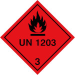 SafetyMarking Gefahrzettel nach ADR Klasse 3, Entzündbare flüssige Stoffe UN 1203