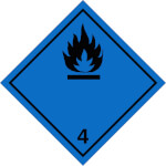 SafetyMarking Gefahrzettel nach ADR Klasse 4.3, Stoffe, die in Berührung mit Wasser entzündbare Gase entwickeln
