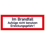 Hinweisschild für die Feuerwehr Im Brandfall Aufzüge nicht benutzen