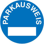 Parkausweis-Vignette zur Innenverklebung an Windschutzscheiben Text: Parkausweis Farbe: blau/weiß