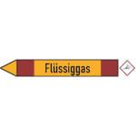 Rohrleitungspfeil linksweisend mit GHS-Symbol Flüssiggas