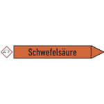 Rohrleitungspfeil rechtsweisend mit GHS-Symbol Schwefelsäure