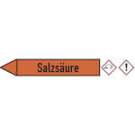Rohrleitungspfeil linksweisend mit GHS-Symbol Salzsäure